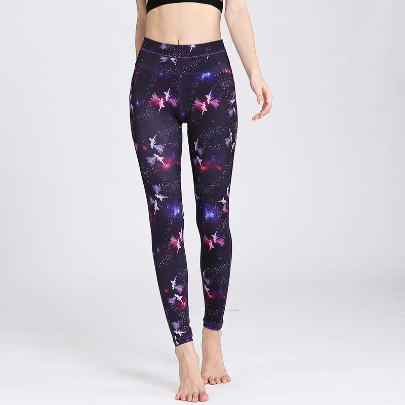 Yoga clothes autumn women's sports fitness yoga pants Europe and America digital printing yoga cropped pants